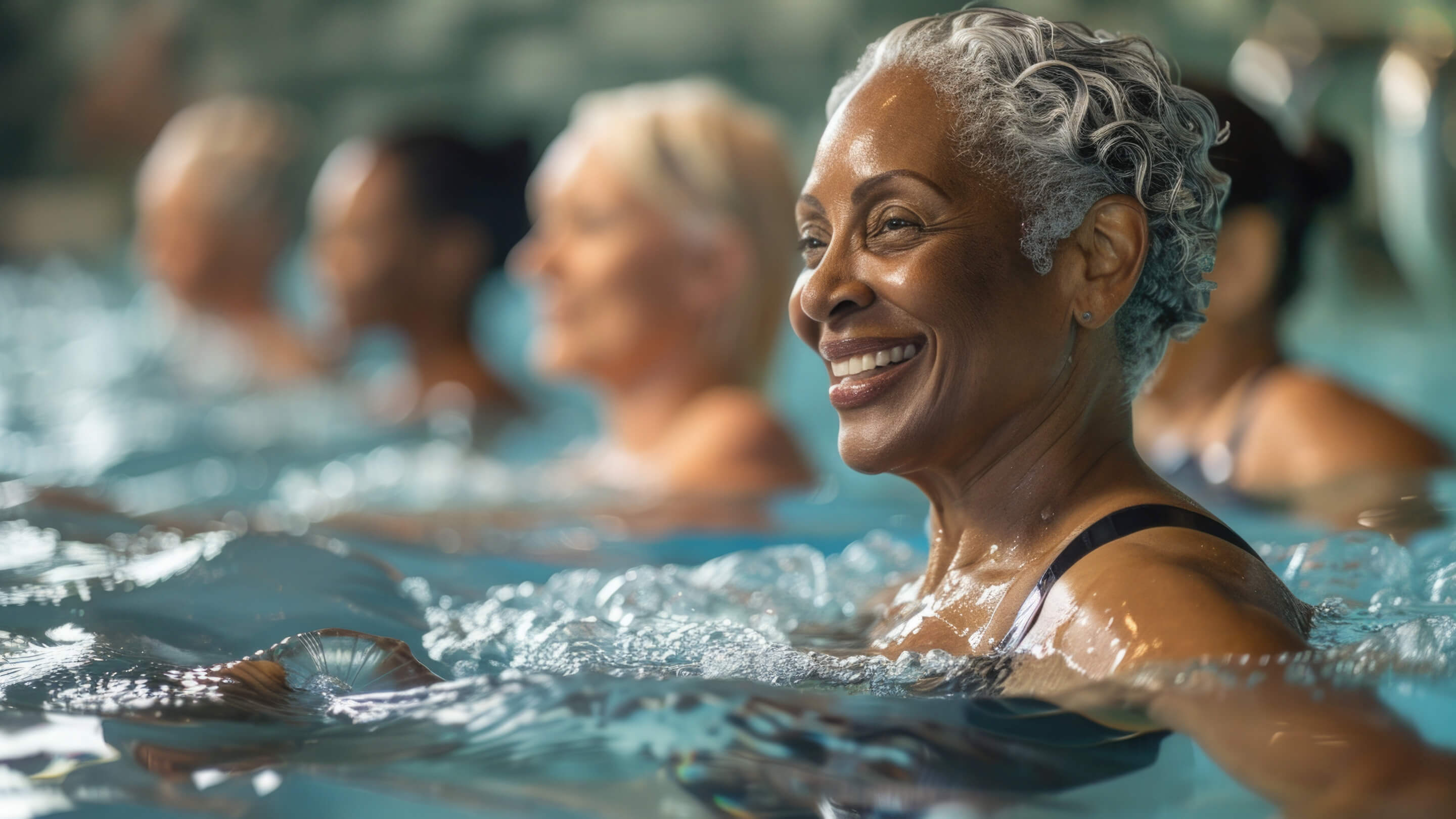 Five women swimming